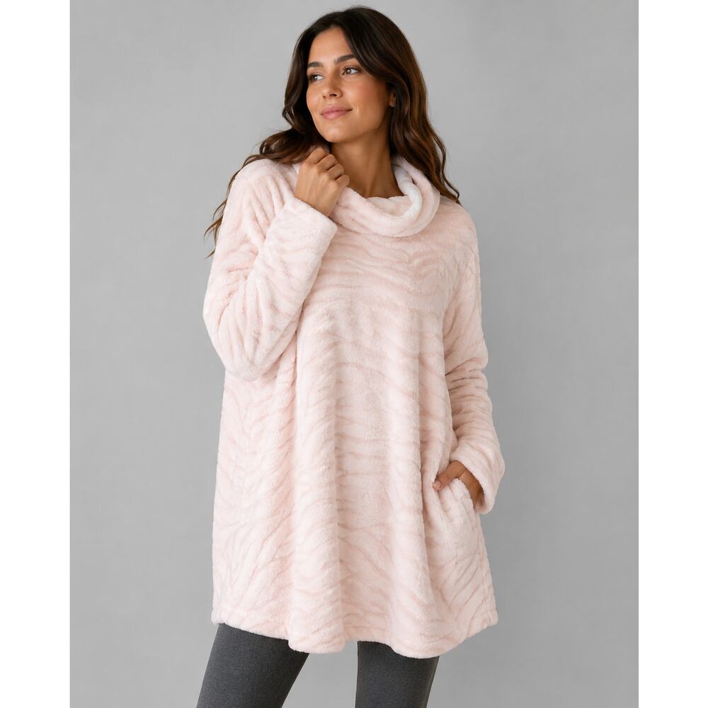 Pink Fuzzy Fleece sweater long Top